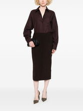 Victoria Beckham Ribbed Merino Wool-Blend Midi Skirt Brown Brown