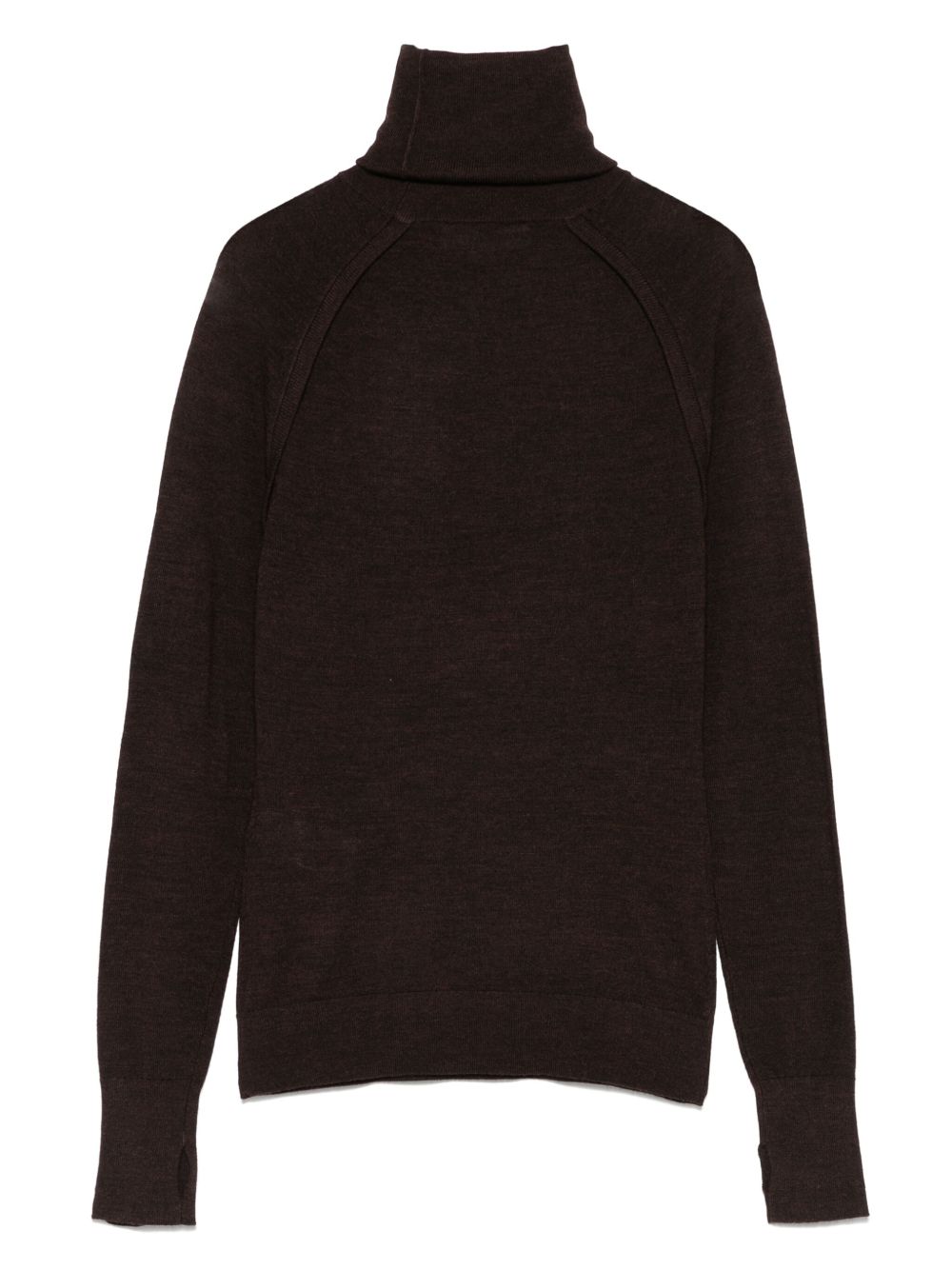 Victoria Beckham Merino Wool Raglan Sweater in Dark Brown Brown