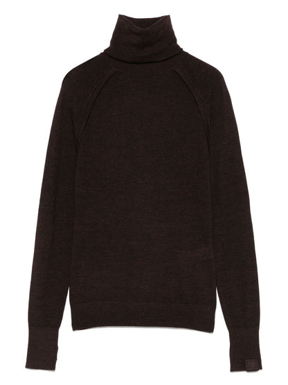 Victoria Beckham Merino Wool Raglan Sweater in Dark Brown Brown