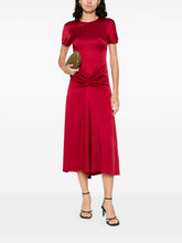 Victoria Beckham Crew-Neck Red Midi Dress with Curved Hem Red