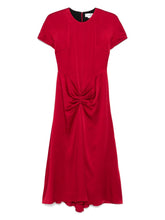 Victoria Beckham Crew-Neck Red Midi Dress with Curved Hem Red