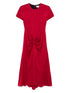 Victoria Beckham Crew-Neck Red Midi Dress with Curved Hem Red