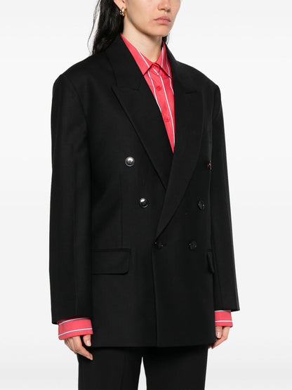 Victoria Beckham Double-Breasted Wool-Blend Blazer Black Black