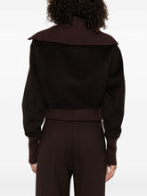 Victoria Beckham Cropped High-Neck Wool-Blend Jacket Brown