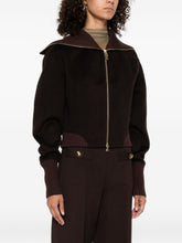 Victoria Beckham Cropped High-Neck Wool-Blend Jacket Brown