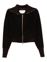 Victoria Beckham Cropped High-Neck Wool-Blend Jacket Brown