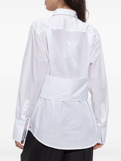 Victoria Beckham Classic White Cotton Shirt with Embroidered Logo White