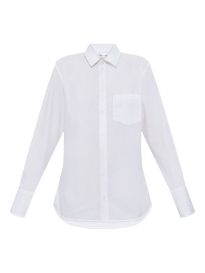 Victoria Beckham Classic White Cotton Shirt with Embroidered Logo White