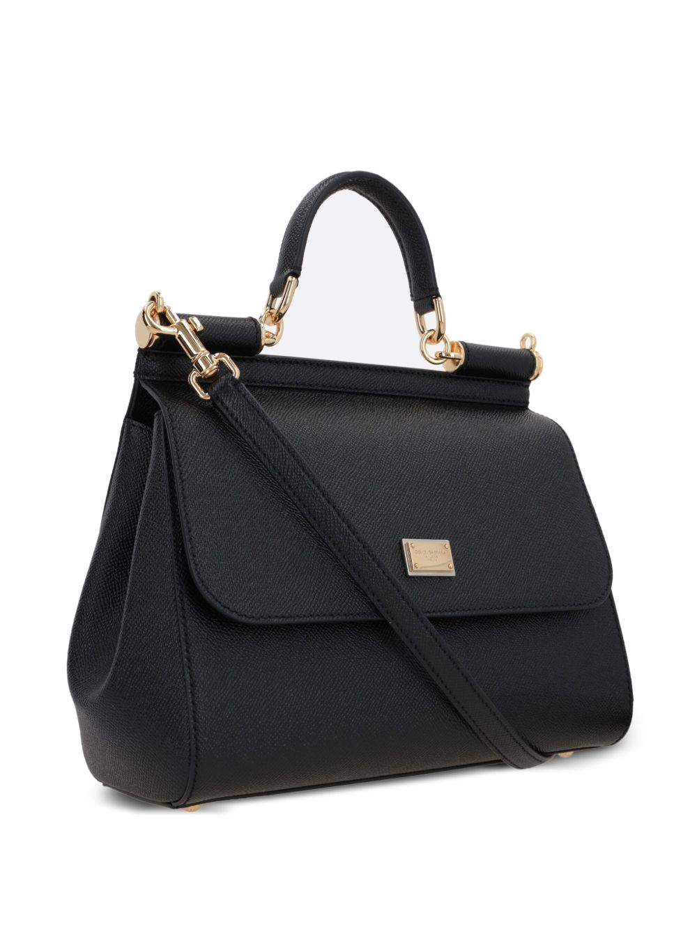 Dolce &amp; Gabbana Small Sicily Leather Handbag Black