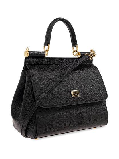 Dolce &amp; Gabbana Sicily Large Leather Handbag Black