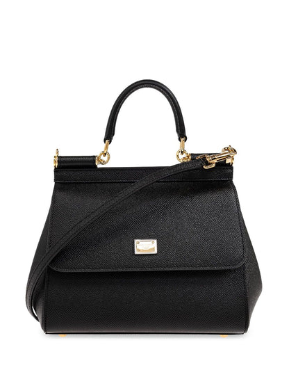 Dolce &amp; Gabbana Sicily Large Leather Handbag Black