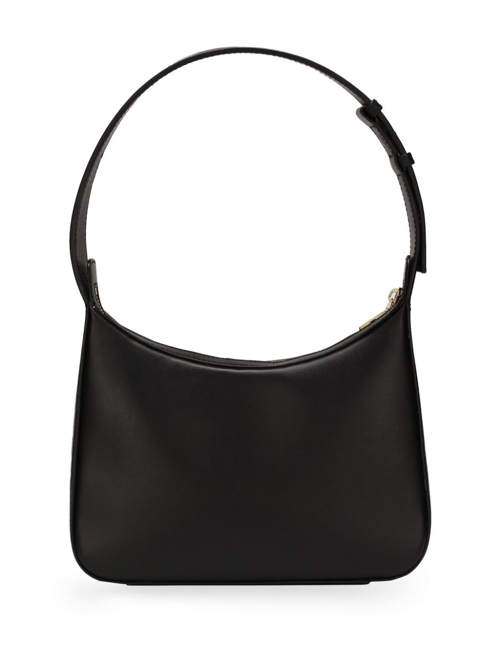 Dolce &amp; Gabbana Shoulder Bag 3.5 in Black Leather with Gold Logo Plaque Black