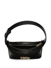 Dolce & Gabbana Shoulder Bag 3.5 in Black Leather with Gold Logo Plaque Black
