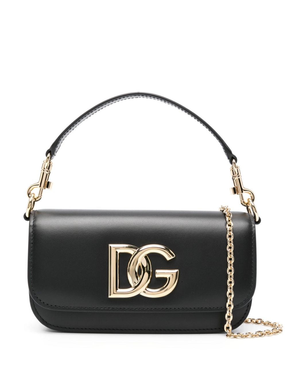 Dolce &amp; Gabbana Textured Leather Shoulder Bag Black