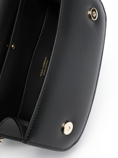 Dolce &amp; Gabbana Textured Leather Shoulder Bag Black