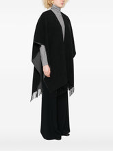 Fabiana Filippi V-Neck Fringed Wool Wrap Poncho Grey Grey