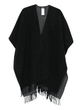 Fabiana Filippi V-Neck Fringed Wool Wrap Poncho Grey Grey