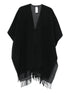 Fabiana Filippi V-Neck Fringed Wool Wrap Poncho Grey Grey