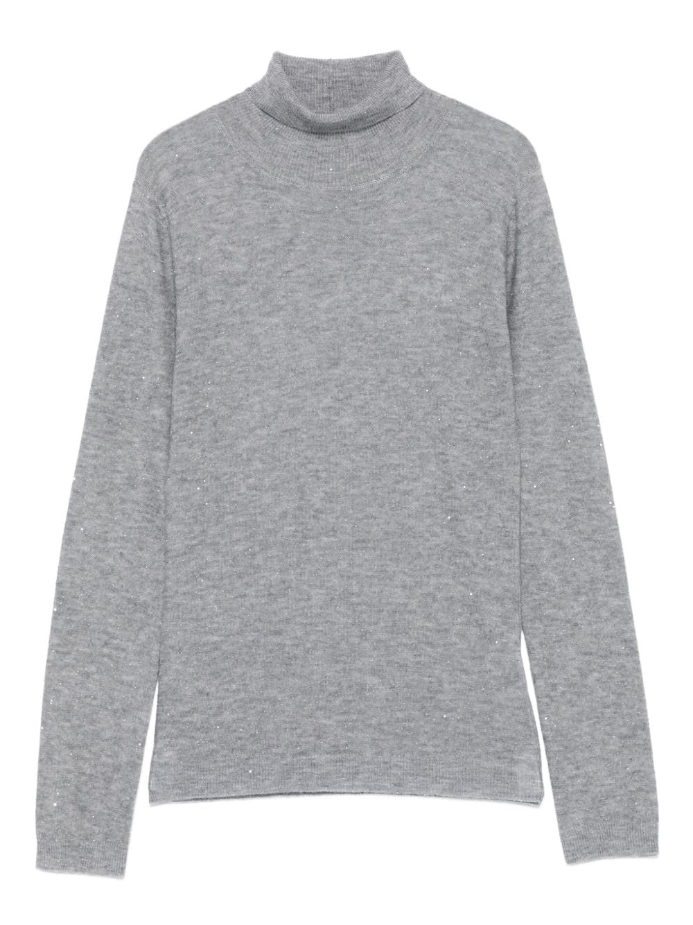 Fabiana Filippi Wool Fine-Knit Turtleneck Sweater Grey