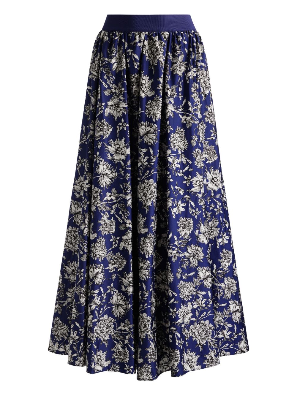 Alice + Olivia Nilda Floral-Print Cotton Maxi Skirt Blue