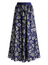 Alice + Olivia Nilda Floral-Print Cotton Maxi Skirt Blue