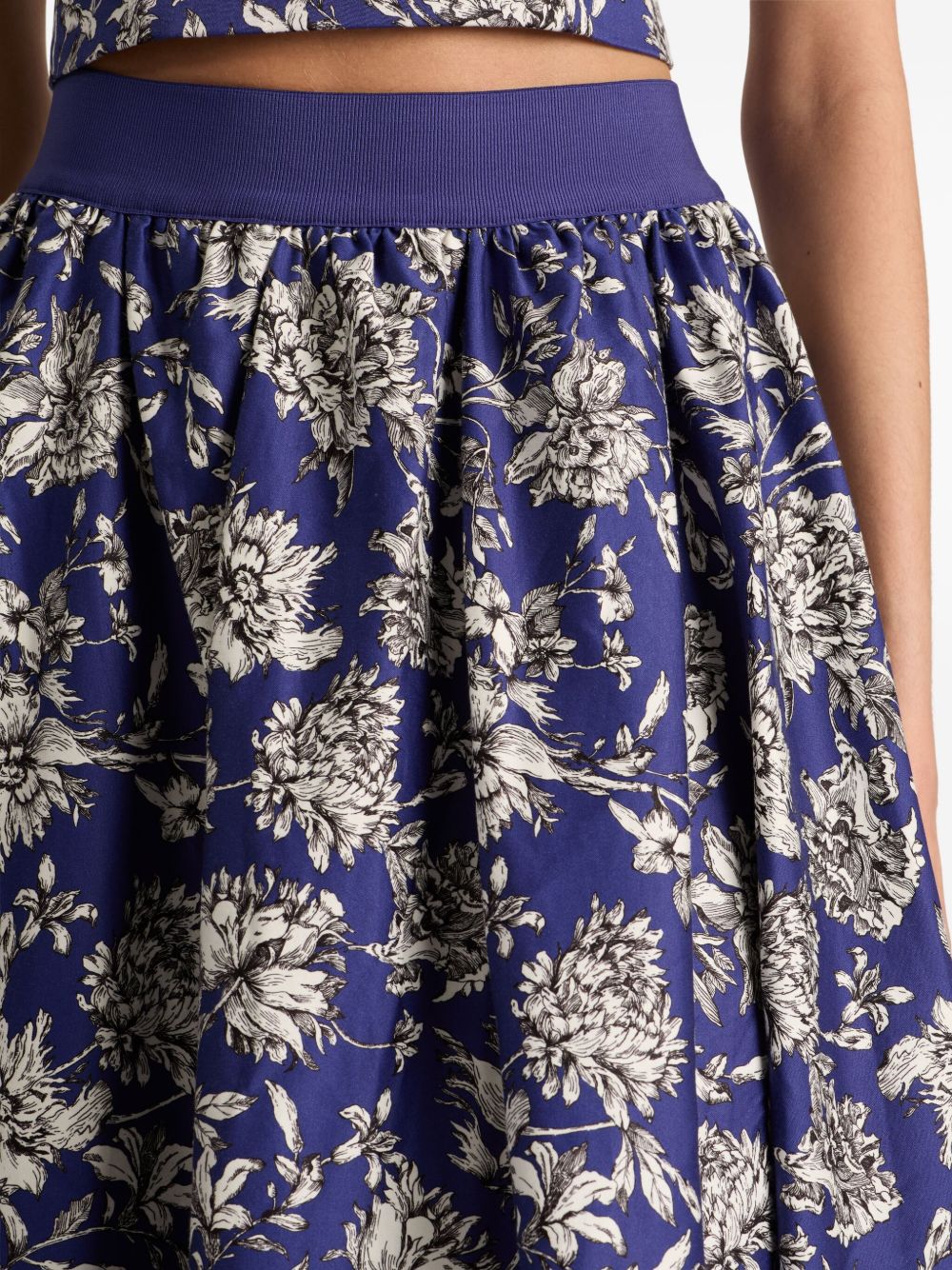 Alice + Olivia Nilda Floral-Print Cotton Maxi Skirt Blue