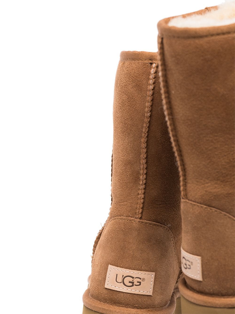 Ugg Australia Classic Short II Shearling-Trimmed Suede Ankle Boots Beige
