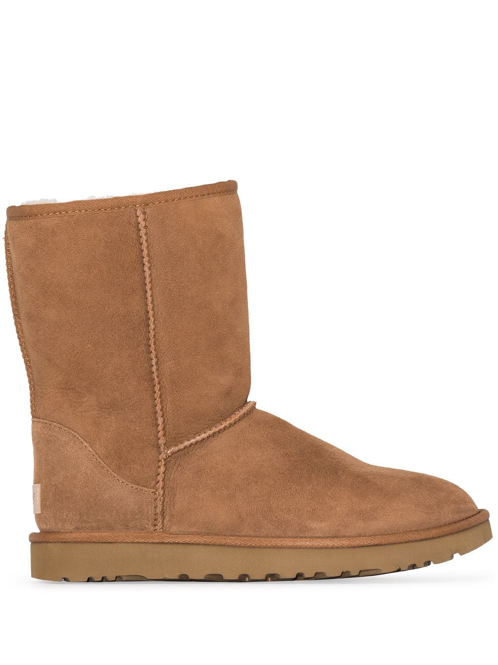 Ugg Australia Classic Short II Shearling-Trimmed Suede Ankle Boots Beige