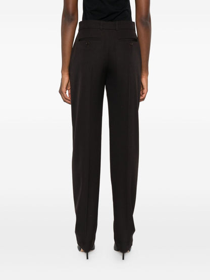 Alexander Mcqueen Tailored Wool Pressed Crease Trousers Brown brown