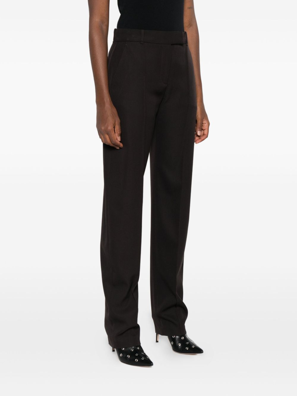 Alexander McQueen Pressed-crease tailored trousers Brown