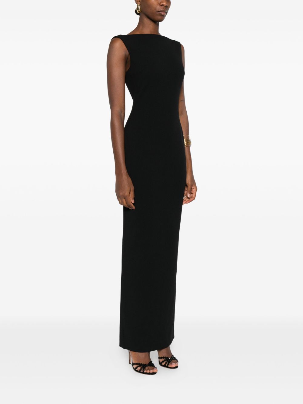 Solace London Boat Neck Sleeveless Maxi Dress Black black