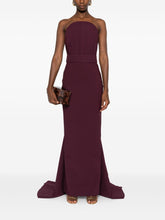 Solace London Strapless Burgundy Straight Midi Dress Purple
