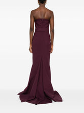 Solace London Strapless Burgundy Straight Midi Dress Purple