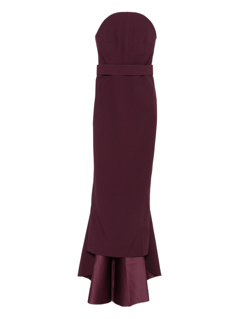 Solace London Strapless Burgundy Straight Midi Dress Purple