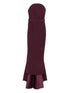 Solace London Strapless Burgundy Straight Midi Dress Purple