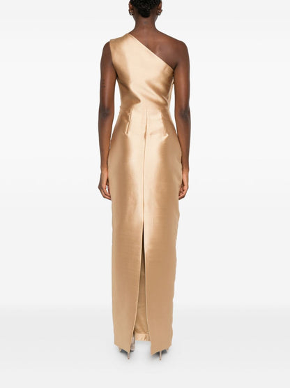 Solace London One-Shoulder Maxi Dress Golden Golden