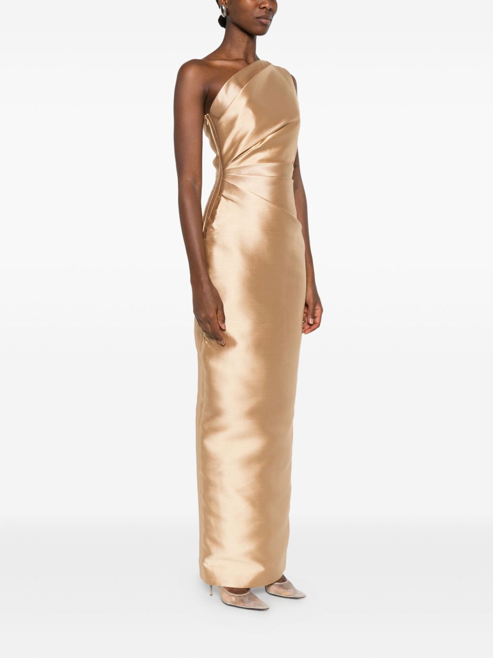 Solace London One-Shoulder Maxi Dress Golden Golden