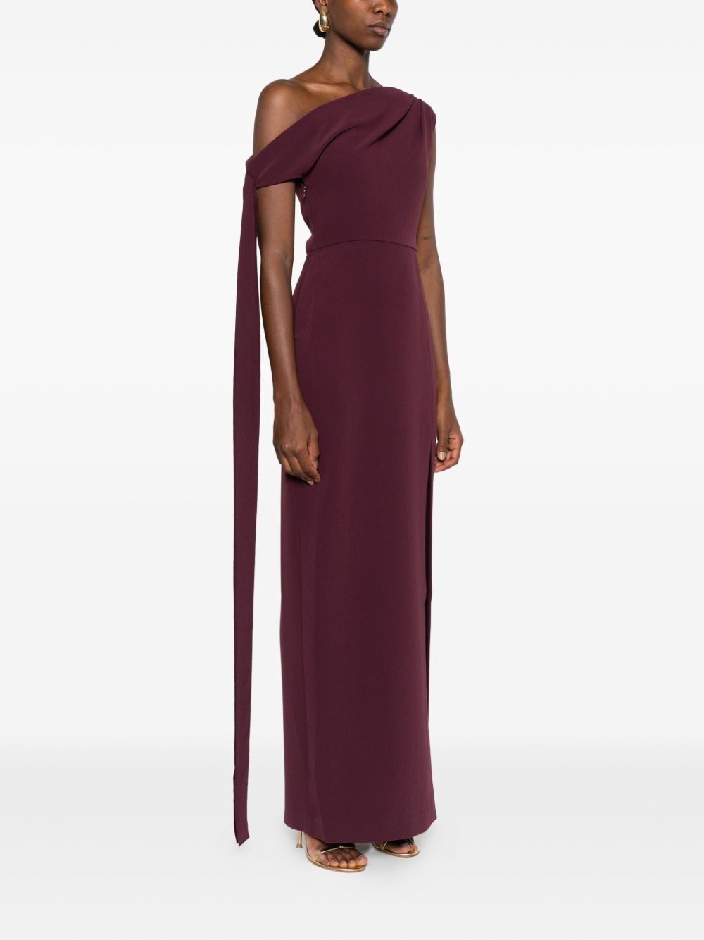 Solace London Cowl-Neck Sleeveless Midi Dress Purple