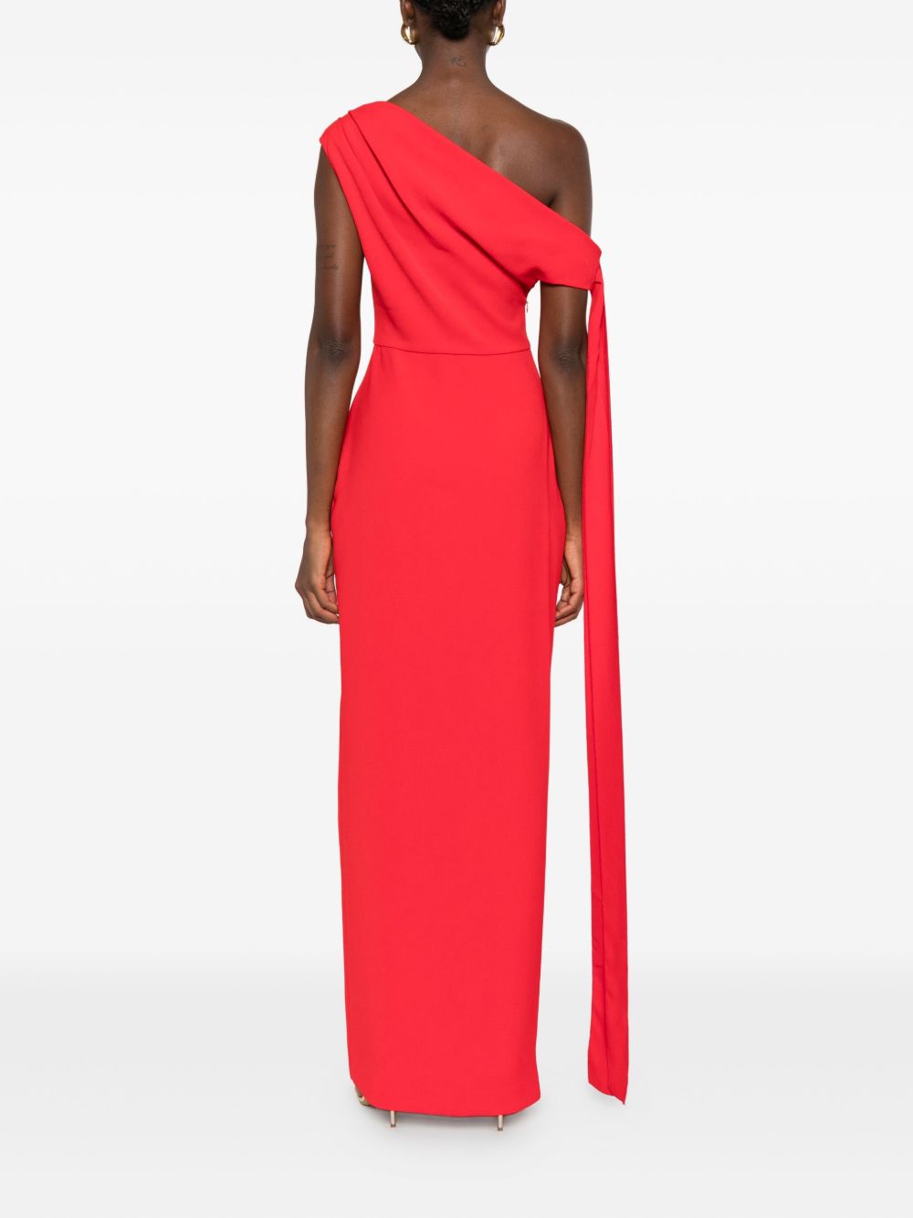 Solace London One-Shoulder Red Maxi Dress With Side Slit Red