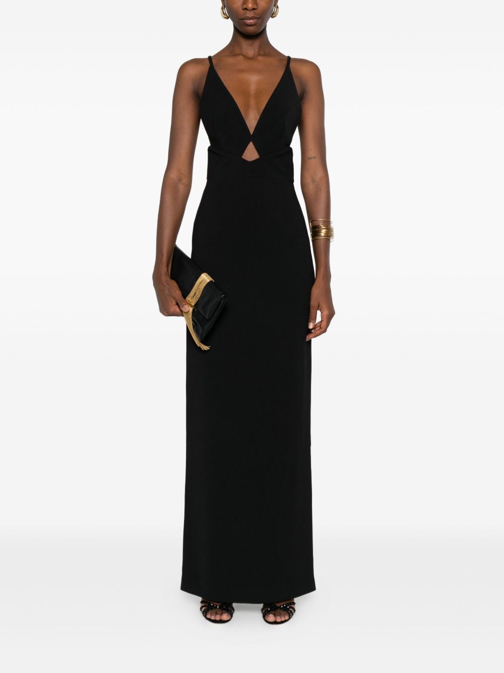 Solace London Cross-Back Sleeveless Maxi Dress Black