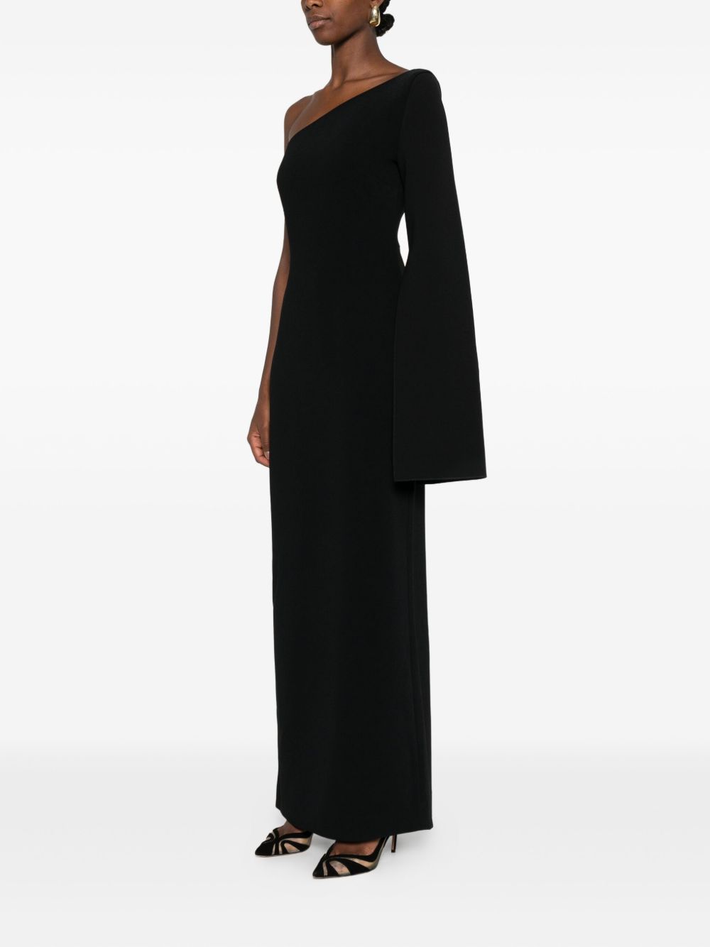 Solace London One-Shoulder Black Maxi Dress Black