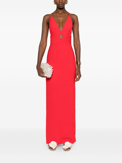 Solace London Maxi Cross-Back V-Neck Red Dress Red