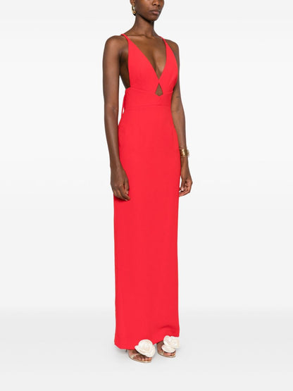 Solace London Maxi Cross-Back V-Neck Red Dress Red