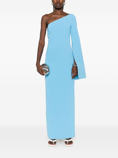 Solace London One-Shoulder Maxi Dress in Clear Blue clear blue