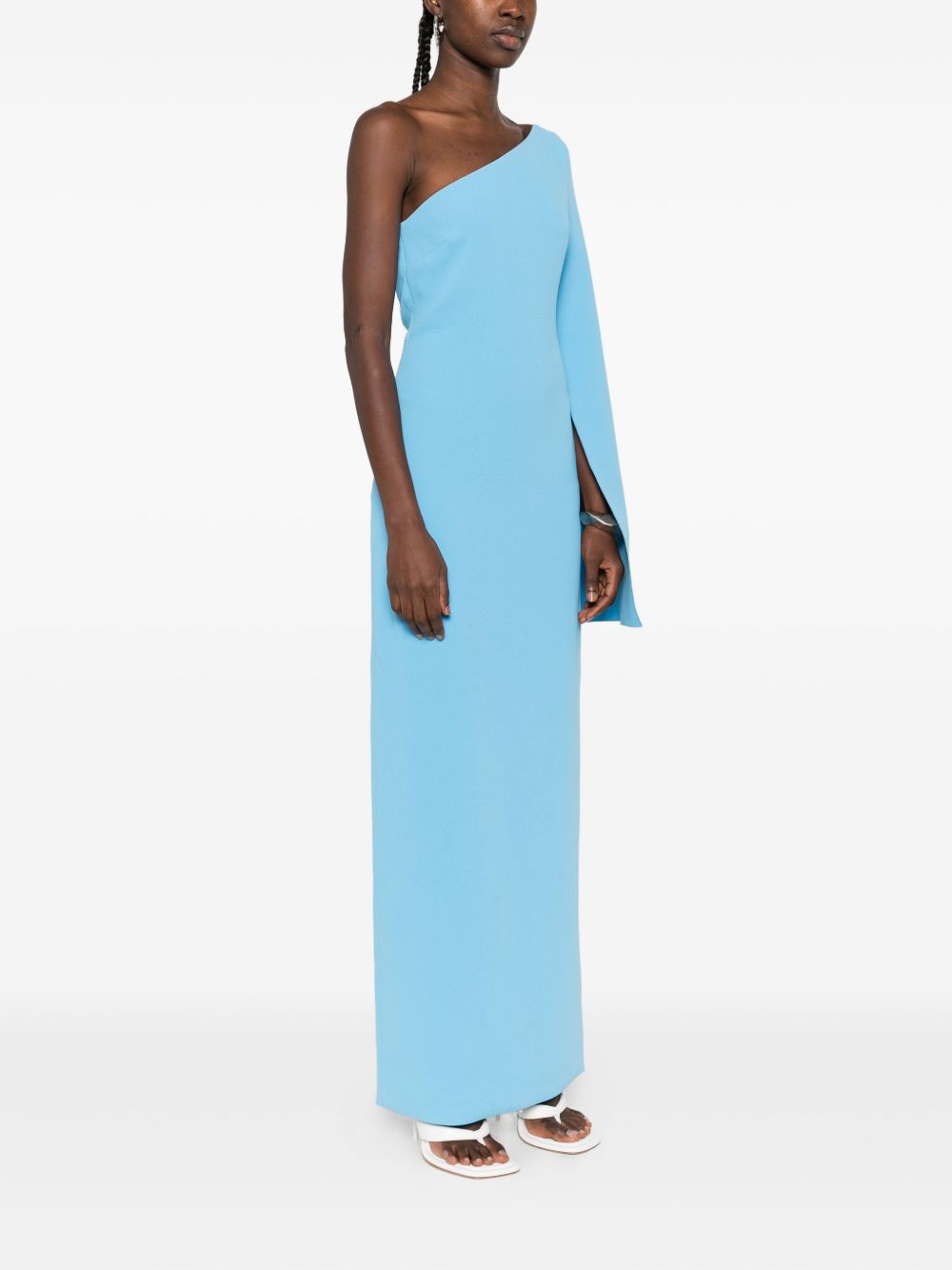 Solace London One-Shoulder Maxi Dress in Clear Blue clear blue