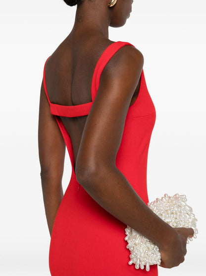 Solace London Boat Neck Sleeveless Red Maxi Dress Red