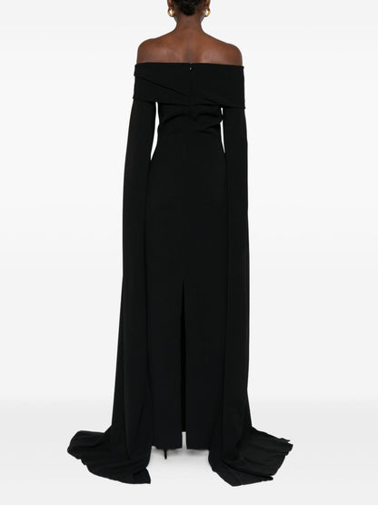 Solace London Off-Shoulder Maxi Black Dress Black