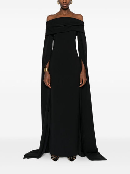 Solace London Off-Shoulder Maxi Black Dress Black