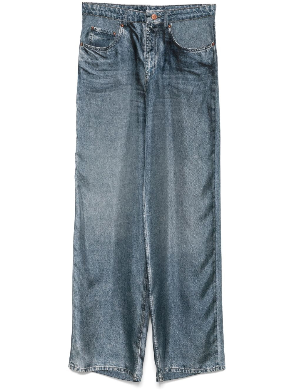 Pierre Louis Mascia Denim Print Silk Trousers Grey