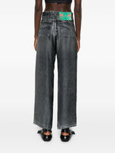 Pierre Louis Mascia Wide-Leg Silk Denim-Print Trousers Blue
